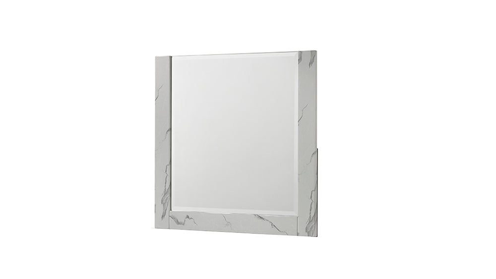 English Elm Mist Mirror White — Two-Tone Marble-Look Lacquer Frame, Oversized Reflective Surface for Lightyields Elegance G150108675