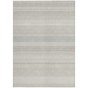 HomeRoots 9' Elegant Ivory Striped Area Rug - Durable, Washable Design for Indoor & Outdoor Spaces, Easy Care 9' X 12' 576962