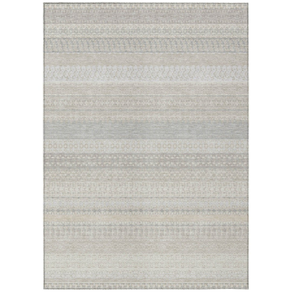 HomeRoots 9' Elegant Ivory Striped Area Rug - Durable, Washable Design for Indoor & Outdoor Spaces, Easy Care 9' X 12' 576962