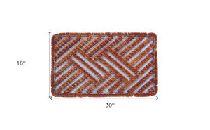 Homeroots 18" X 30" Brown Coir Geometric Outdoor Door Mat   576966