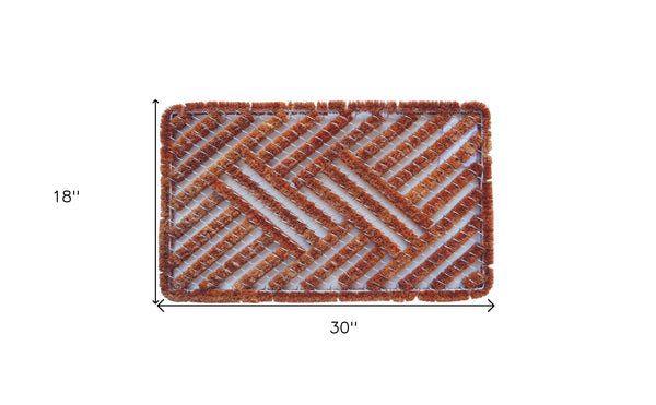 Homeroots 18" X 30" Brown Coir Geometric Outdoor Door Mat   576966