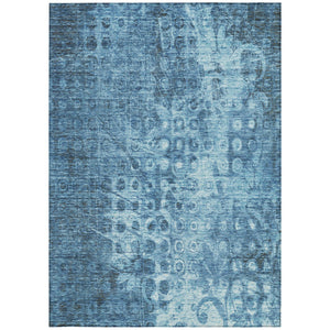 Homeroots 3' Blue Ikat Washable Area Rug - Stylish Indoor Outdoor Design, Stain Resistant, Durable & Versatile 3' X 5' Polyester 576971