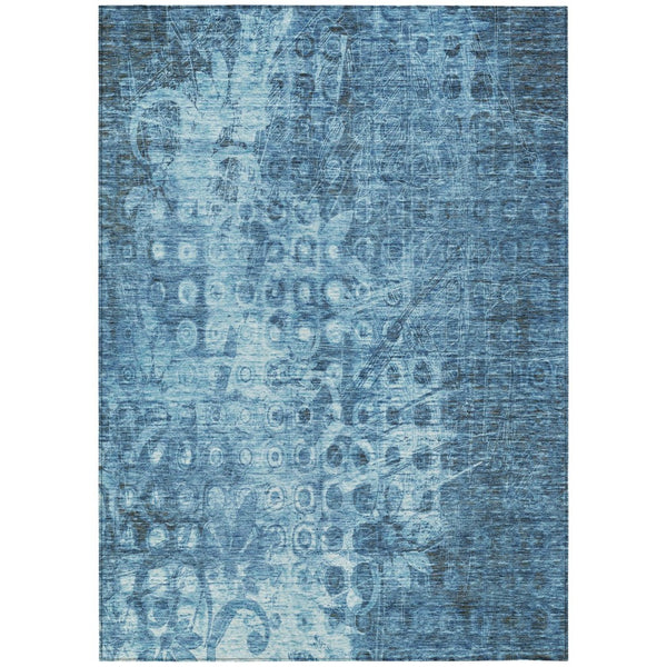 HomeRoots 5' Blue Ikat Area Rug - Stylish, Durable, and Washable for Indoor or Outdoor Living Spaces 5' X 8' 576972