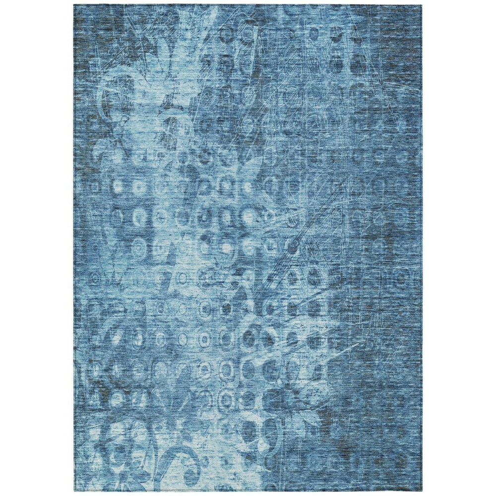 HomeRoots 9' Blue Ikat Washable Area Rug - Durable, Stylish Indoor/Outdoor Comfort for High-Traffic Spaces 9' X 12' 576975
