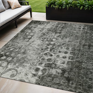 Homeroots 3' Blue Ikat Washable Area Rug - Stylish Indoor Outdoor Design, Stain Resistant, Durable & Versatile 5' X 8' Polyester 576978