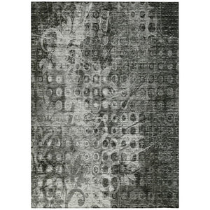 HomeRoots 5' Charcoal Ikat Washable Area Rug - Stylish, Durable Design for Indoor & Outdoor Spaces, Easy Care 5' X 8' 576978