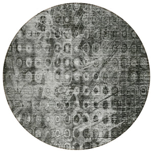 HomeRoots 5' Charcoal Ikat Washable Area Rug - Stylish, Durable Design for Indoor & Outdoor Spaces, Easy Care 8' Round 576979