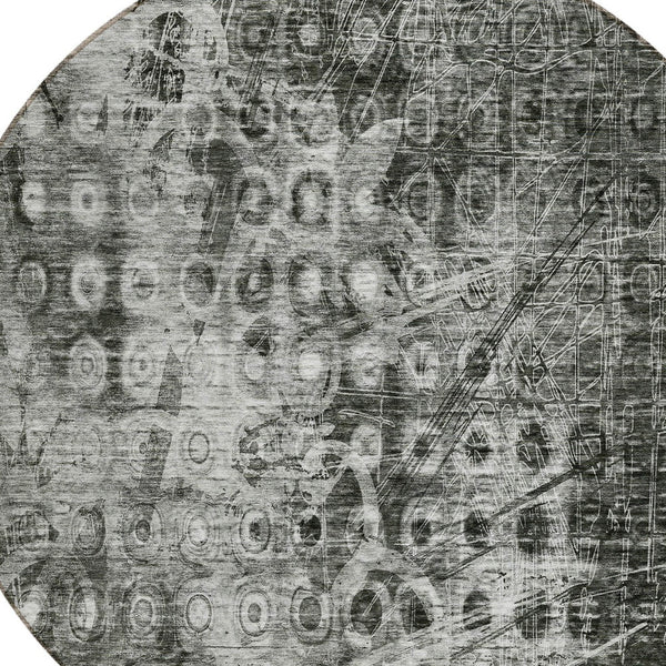 Homeroots 3' Blue Ikat Washable Area Rug - Stylish Indoor Outdoor Design, Stain Resistant, Durable & Versatile 8' Round Polyester 576979