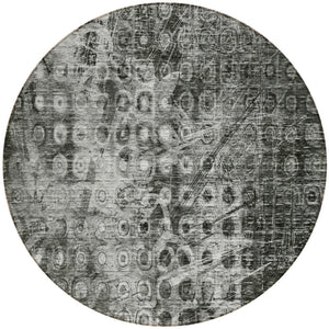 Homeroots 3' Blue Ikat Washable Area Rug - Stylish Indoor Outdoor Design, Stain Resistant, Durable & Versatile 8' Round Polyester 576979