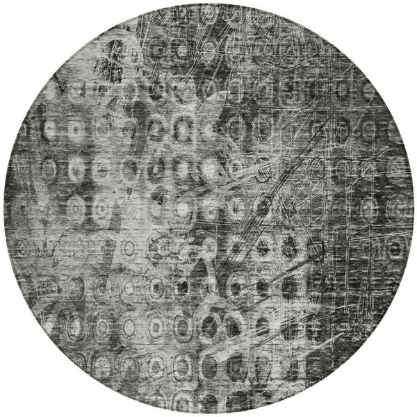 Homeroots 3' Blue Ikat Washable Area Rug - Stylish Indoor Outdoor Design, Stain Resistant, Durable & Versatile 8' Round Polyester 576979