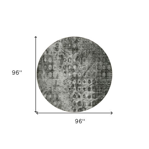 Homeroots 3' Blue Ikat Washable Area Rug - Stylish Indoor Outdoor Design, Stain Resistant, Durable & Versatile 8' Round Polyester 576979