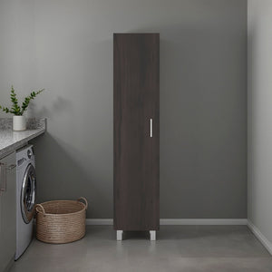English Elm Natural Finish Slim Tall Cabinet with Fixed Shelves for Laundry and Utility Rooms Walnut B062P476866