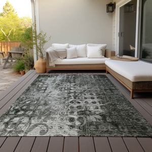 Homeroots 3' Blue Ikat Washable Area Rug - Stylish Indoor Outdoor Design, Stain Resistant, Durable & Versatile 9' X 12' Polyester 576981