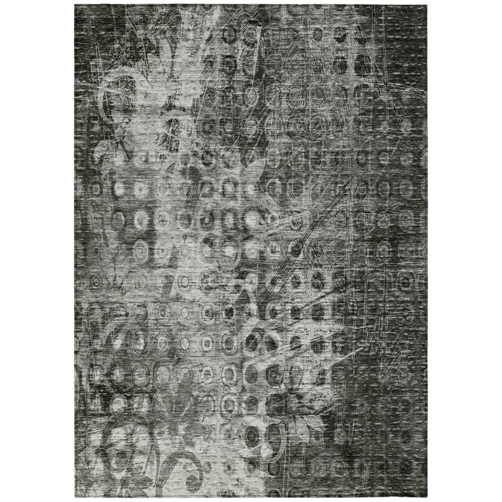 HomeRoots 9' Charcoal Ikat Washable Area Rug – Durable, Stylish, and Versatile for Indoor or Outdoor Spaces 9' X 12' 576981