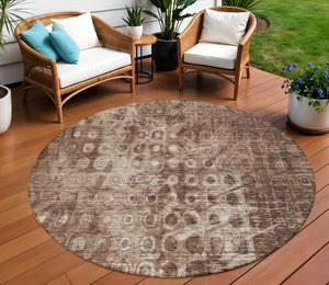 Homeroots 3' Blue Ikat Washable Area Rug - Stylish Indoor Outdoor Design, Stain Resistant, Durable & Versatile 8' Round Polyester 576985