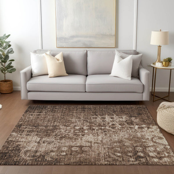 Homeroots 3' Blue Ikat Washable Area Rug - Stylish Indoor Outdoor Design, Stain Resistant, Durable & Versatile 9' X 12' Polyester 576987