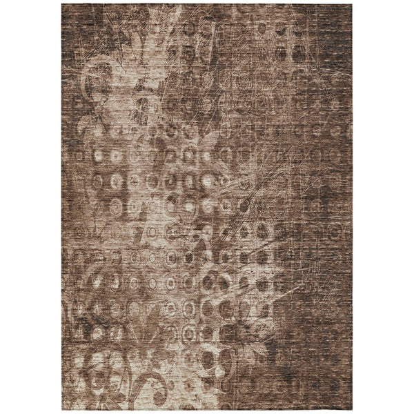 HomeRoots 5' Chocolate Ikat Washable Area Rug for Indoor and Outdoor Use - Stylish, Durable, and Easy Care! 10' X 14' 576988