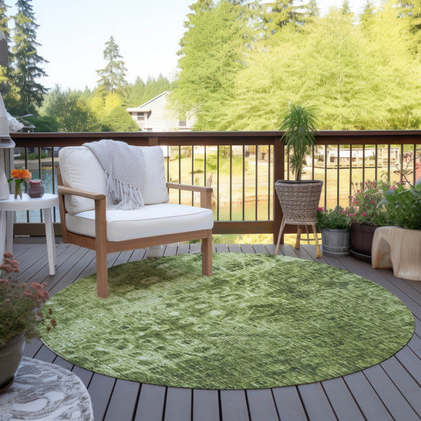 Homeroots 3' Blue Ikat Washable Area Rug - Stylish Indoor Outdoor Design, Stain Resistant, Durable & Versatile 8' Round Polyester 576991