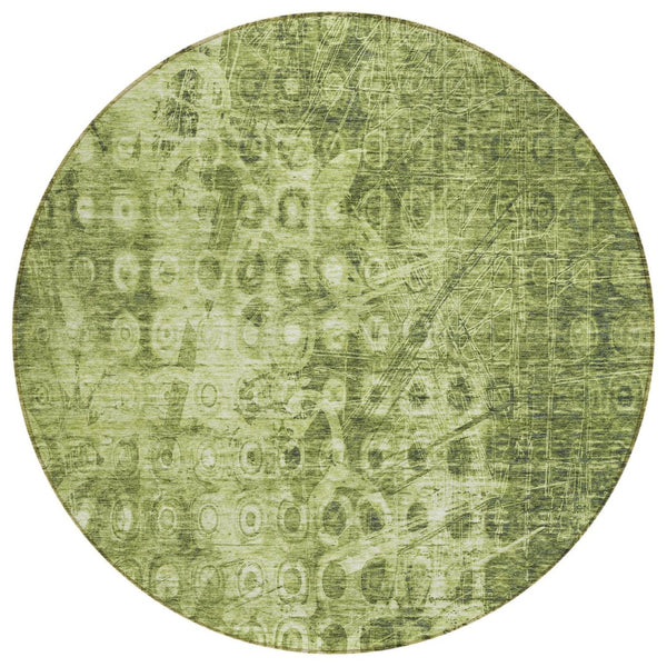HomeRoots 5' Olive Green Ikat Area Rug - Stylish, Durable, and Washable for Indoor & Outdoor Spaces, Perfect Fit 8' Round 576991