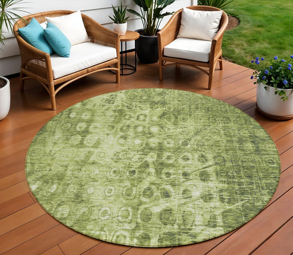 Homeroots 3' Blue Ikat Washable Area Rug - Stylish Indoor Outdoor Design, Stain Resistant, Durable & Versatile 8' Round Polyester 576991