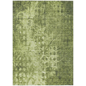 HomeRoots 9' Olive Green Ikat Area Rug - Stylish, Washable, All-Weather Design for Indoor & Outdoor Spaces 9' X 12' 576993