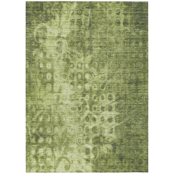 HomeRoots 9' Olive Green Ikat Area Rug - Stylish, Washable, All-Weather Design for Indoor & Outdoor Spaces 9' X 12' 576993