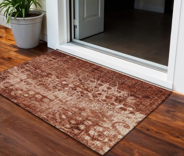 Homeroots 3' Blue Ikat Washable Area Rug - Stylish Indoor Outdoor Design, Stain Resistant, Durable & Versatile 3' X 5' Polyester 576995