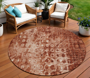Homeroots 3' Blue Ikat Washable Area Rug - Stylish Indoor Outdoor Design, Stain Resistant, Durable & Versatile 8' Round Polyester 576997