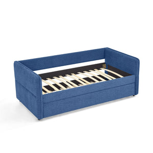 English Elm Daybed Boucle Upholstered Tufted Twin Trundle Sofa for Guest Bedroom Studio Lounge Blue W1413S00173