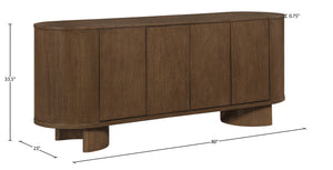 Meridian Furniture Caldra Solid Wood Buffet Sideboard with Mid-century Modern Style for Dining Room Storage Brown 576Brown