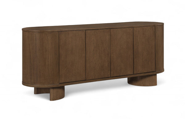 Meridian Furniture Caldra Solid Wood Buffet Sideboard with Mid-century Modern Style for Dining Room Storage Brown 576Brown
