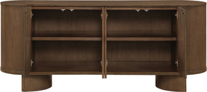 Meridian Furniture Caldra Solid Wood Buffet Sideboard with Mid-century Modern Style for Dining Room Storage Brown 576Brown