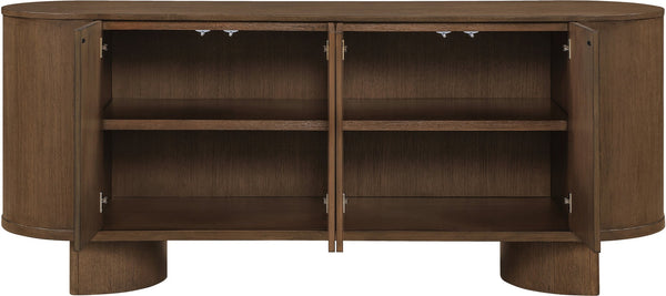 Meridian Furniture Caldra Solid Wood Buffet Sideboard with Mid-century Modern Style for Dining Room Storage Brown 576Brown