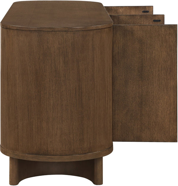 Meridian Furniture Caldra Solid Wood Buffet Sideboard with Mid-century Modern Style for Dining Room Storage Brown 576Brown