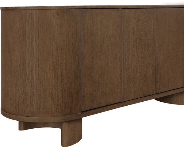 Meridian Furniture Caldra Solid Wood Buffet Sideboard with Mid-century Modern Style for Dining Room Storage Brown 576Brown