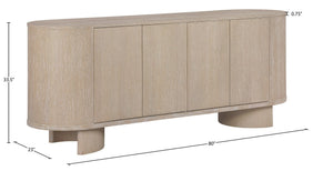 Meridian Furniture Caldra Solid Wood Buffet Sideboard with Mid-century Modern Style for Dining Room Storage Natural 576Natural