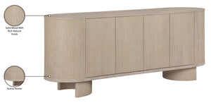 Meridian Furniture Caldra Solid Wood Buffet Sideboard with Mid-century Modern Style for Dining Room Storage Natural 576Natural