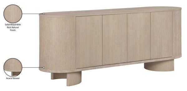 Meridian Furniture Caldra Solid Wood Buffet Sideboard with Mid-century Modern Style for Dining Room Storage Natural 576Natural