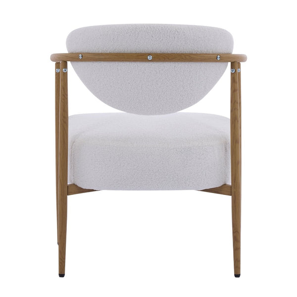 English Elm Beige Woven Fabric Dining Chair Set of Two with Wood Grain Iron Frame for Any Room W3149S00006