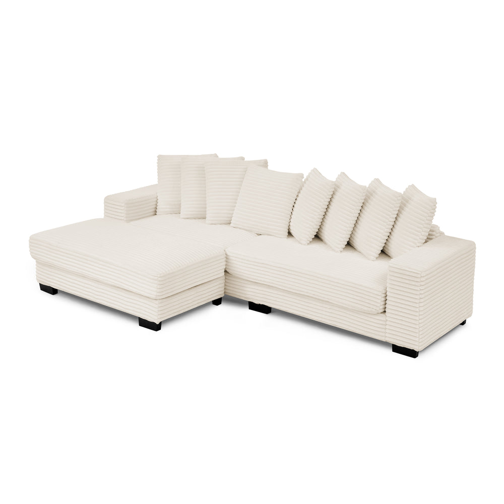 English Elm Corduroy Tufted Sleeper Sectional Sofa – L-Shaped Modular Design With Customizable Footrests In Beige W487S00342