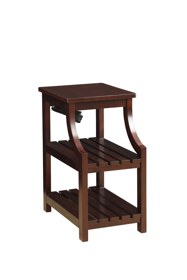 English Elm Wasaki Espresso Finish Accent Table with USB Charging Dock, 2-Shelf Open Storage, Solid Wood Legs B2726P277912