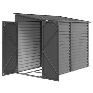 English Elm Dark Gray Galvanized Steel Lean to Outdoor Shed with Lockable Doors and Foundation Kit T3971S00079
