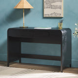 Chantelle Modern Curved Writing Desk with Statement Wood Drawer Pulls Black WECHA42OS2BL0 Walker Edison