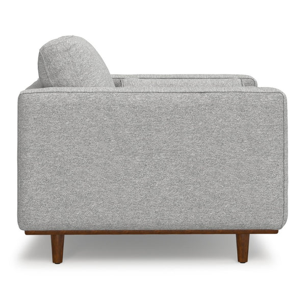 English Elm Morrison Sculptural Mid-century Armchair with Rubberwood Legs and Performance Fabric Gray B136P420741