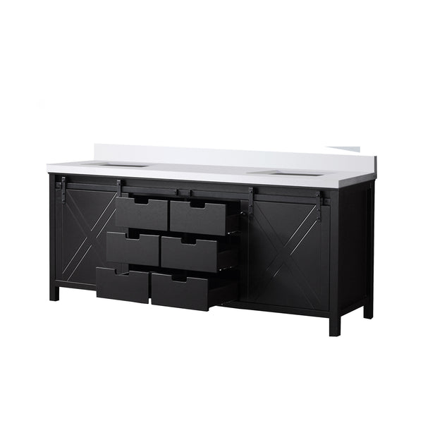 English Elm Brown Double Bath Vanity With Cultured Marble Countertop - Elegant 80" W Storage Solution For Two Sinks B2731P260154
