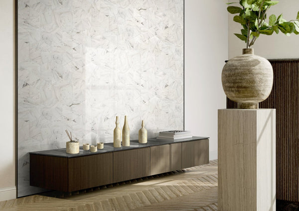 English Elm 7 Piece Genuine Marble Vanity Decor Set with Honed Gold Beige Finish Natural Veining W1696P262946