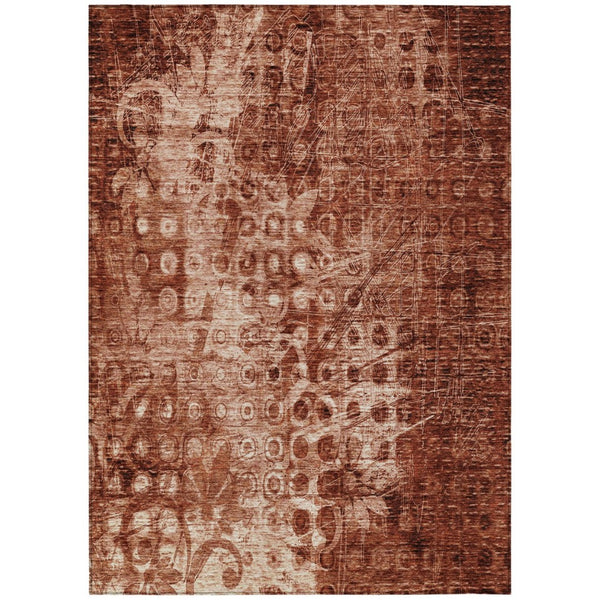 HomeRoots 5' Vibrant Orange Ikat Washable Area Rug for Indoor and Outdoor Spaces - Stylish & Durable Design 10' X 14' 577000