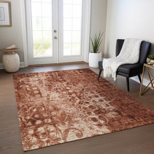 HomeRoots 5' Vibrant Orange Ikat Washable Area Rug for Indoor and Outdoor Spaces - Stylish & Durable Design 10' X 14' 577000