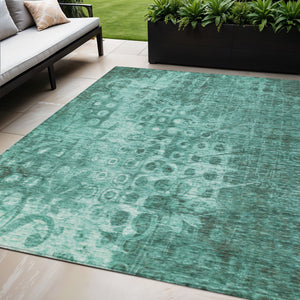 Homeroots 3' Blue Ikat Washable Area Rug - Stylish Indoor Outdoor Design, Stain Resistant, Durable & Versatile 5' X 8' Polyester 577002