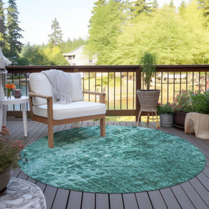 Homeroots 3' Blue Ikat Washable Area Rug - Stylish Indoor Outdoor Design, Stain Resistant, Durable & Versatile 8' Round Polyester 577003